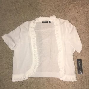 Cropped white cardigan